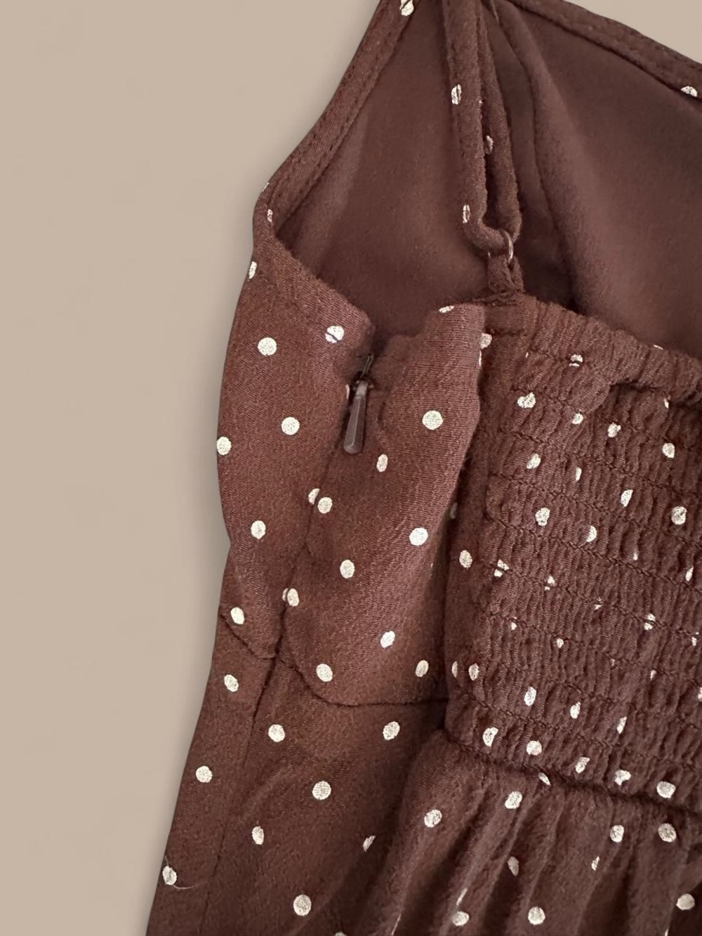 American Eagle Brown Polka Dot Midi Dress - Picture 7 of 8